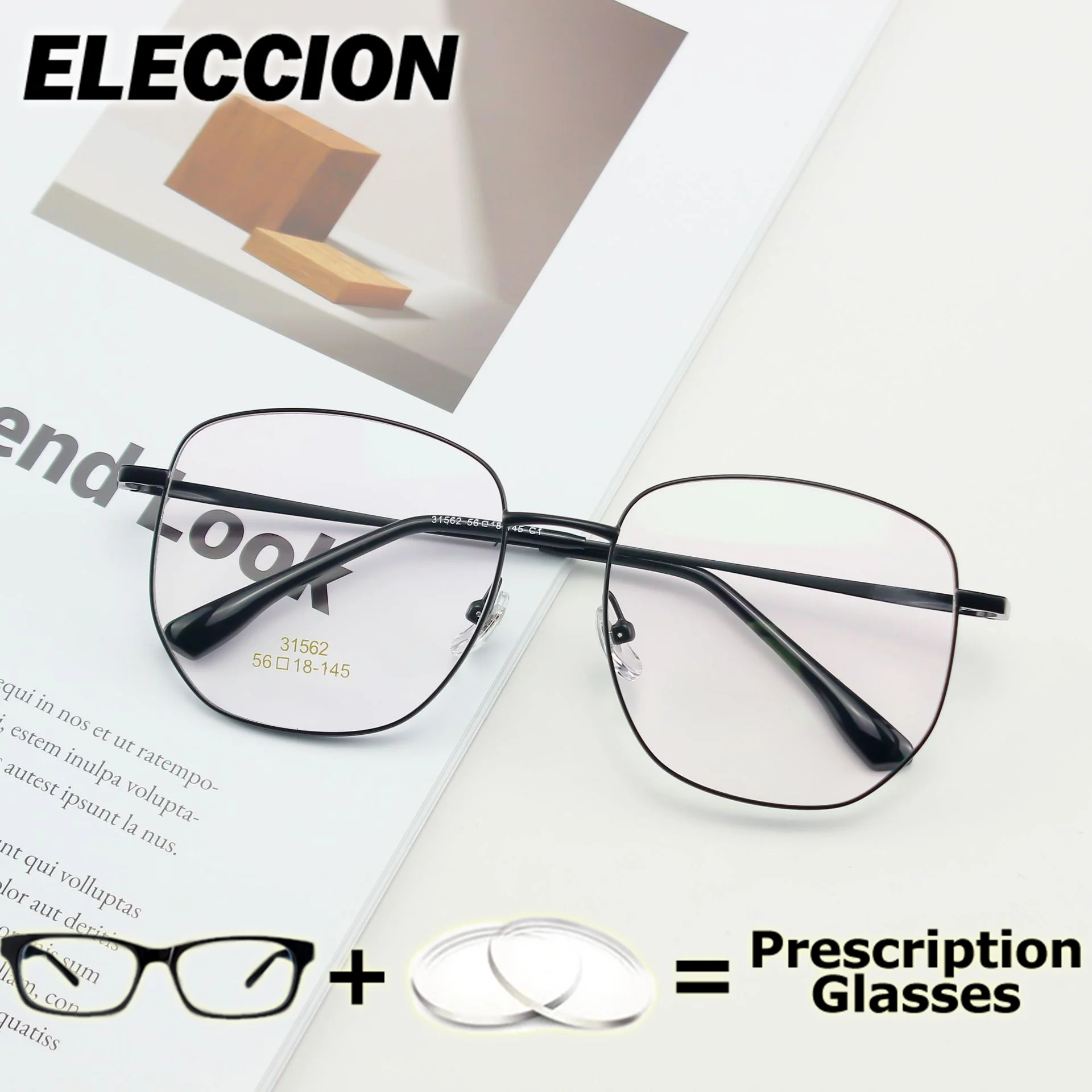 

ELECCION Prescription Lenses Presbyopia Myopia Reading Glasses Frame Women Men Alloy Flexible Optical Eyewear Multifocal