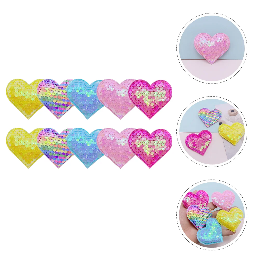 

10pcs Hair Clips DIY Making Kit DIY Fabric Heart Patches DIY Heart Embellishments for DIY Crafts Clothes