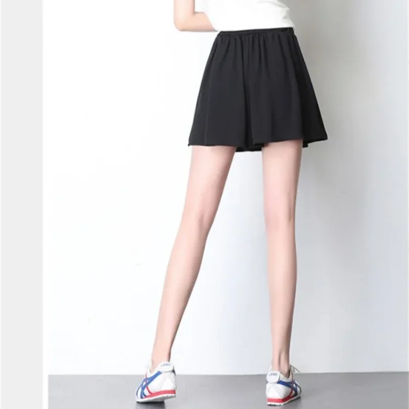 2026 feminino verão sólido chiffon preto mini saias cintura elástica saia curta moda feminina casual a linha magro