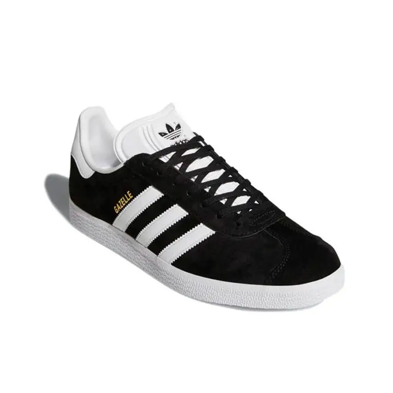 Adidas GAZELLE Wrapped, Non Slip, Wear-resistant Support Low Top Board Shoes for Men and Women in Black and White Gold