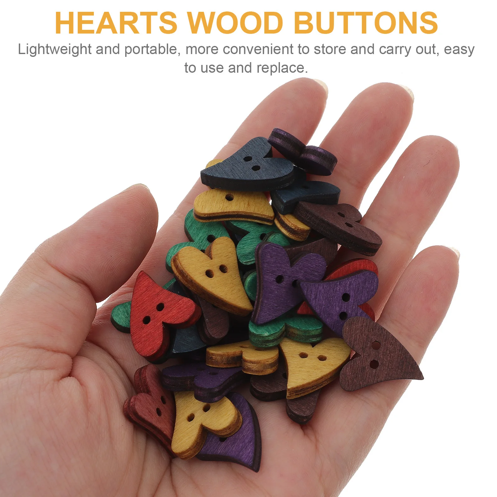 

100Pcs Heart Shape Wooden Buttons Polished 2 Holes for Sewing Knitting Scrapbooking DIY Crafts Wood Buttons 2 Holes Wood Button