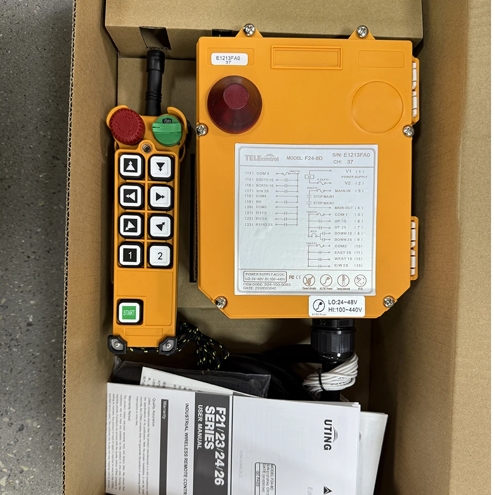 Telecontrol eight two-steps push buttons wireless radio remote control for electric hoist and EOT crane with EMS  F24-8D