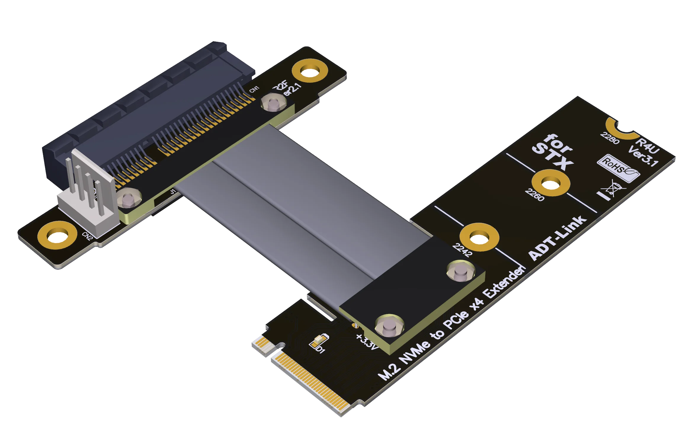 Imagem -02 - Cabo de Extensão Pcie x4 3.0 Pci Express 4x para M.2 m Chave 2280 Cartão Riser Gen3.0 Linha Extensor Gen3.0 32g Bps R42sf R42sl R42sr