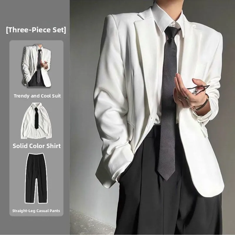 White Premium Men's Suiting Set Shoulder Accurate Casual Style Minimalist Jacket Coat for Men And Women Trendy Autumn Wear