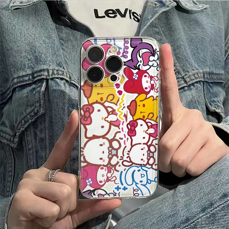 Hello Kitty iPhone15Pro Max Phone Case Kawaii Sanrio Cute Cartoon 11 12 13 14Pro Max Plus Anime Student Phone Case Gifts Girls