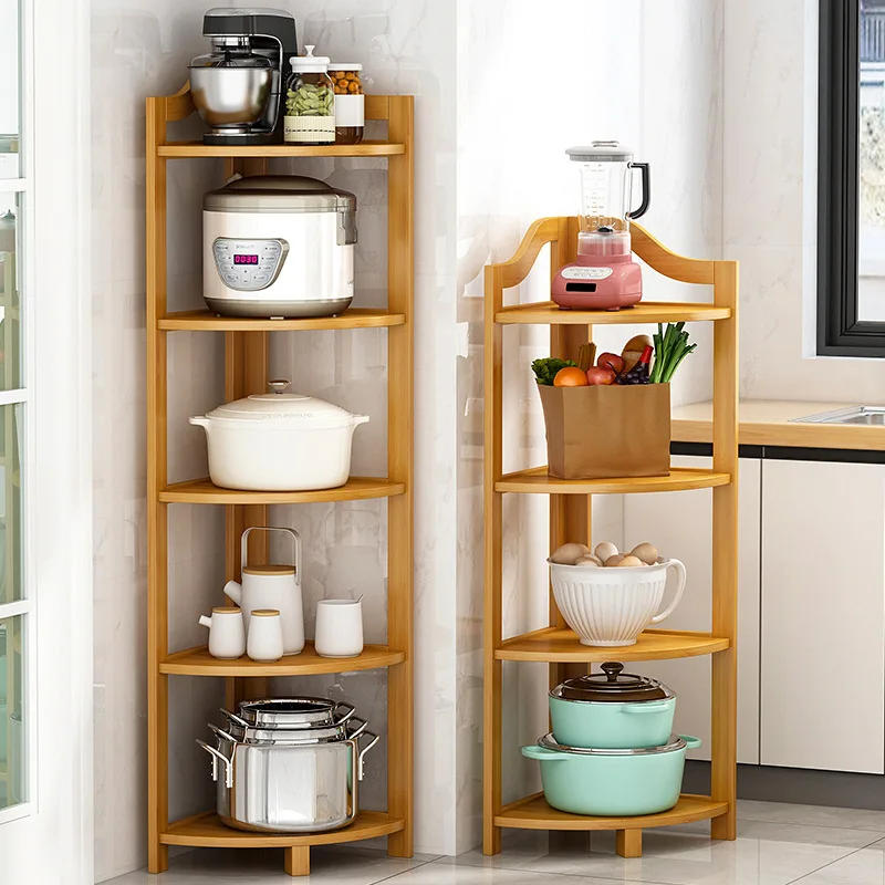 

Kitchen Triangular Multi-layer Floor-standing Storage Rack Corner Pot Holder Wall Corner Turntable Home Kitchen Utensils Orga...