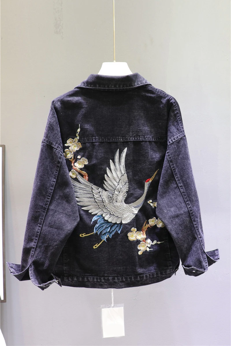 2026 Spring Autumn Loose-Fit Denim Jacket Handsome Boyfriend Wind Heavy Embroidery Pink Denim Jackets Women\'s Street Coat