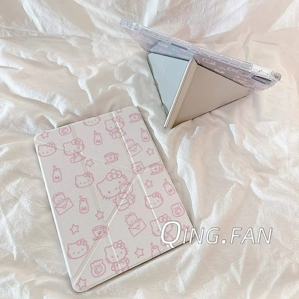

For iPad 10th 7/8/9th Gen Case For iPad 2024 Air 6 4 5 Pro 11/12.9 iPad 5/6th Mini 6 Cartoon Hello Kitty Acrylic Y-fold Stand