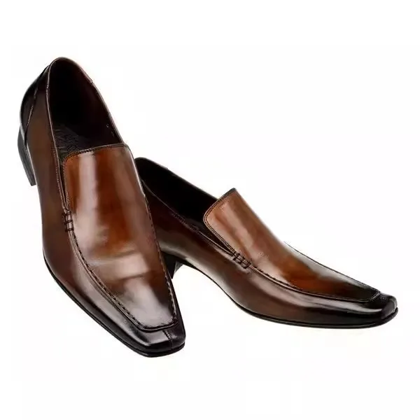 Japanese Style Pointed Leather Shoes Thick Soled Business Dress Square Toe Loafers Men Slip On Solid Color Formal Leather Shoes view 4