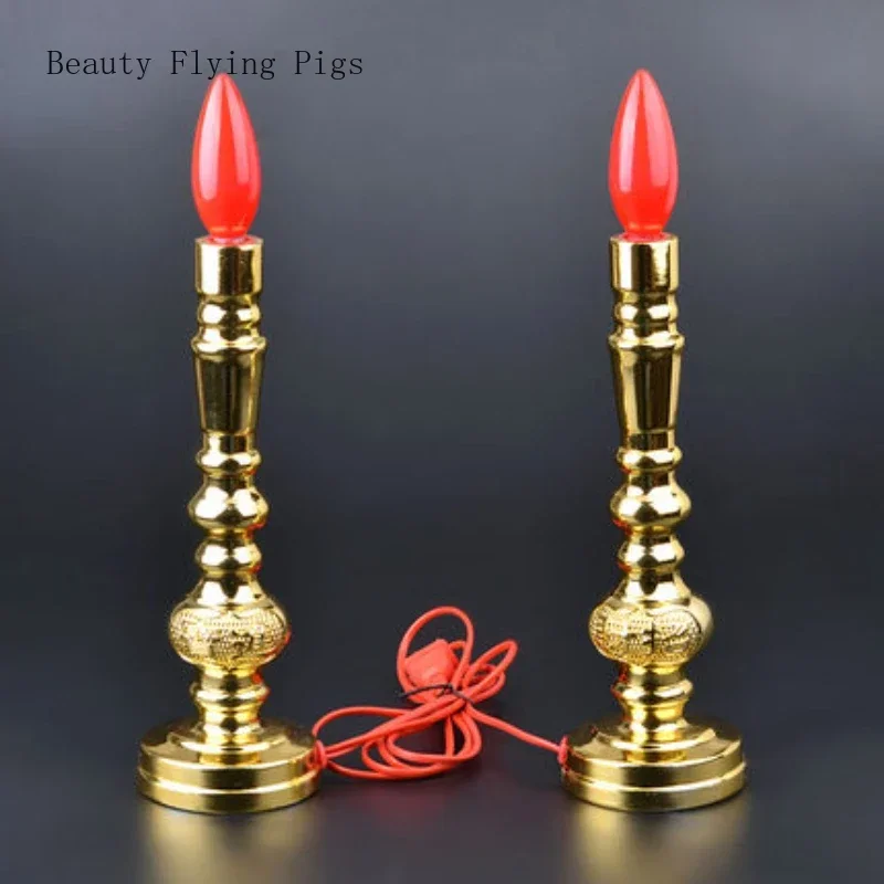 Metal Simulated Candlestick Buddha Permanent Buddhist Hall Pray Sacrifice Candelabros Decorativos 2PCS/LOT