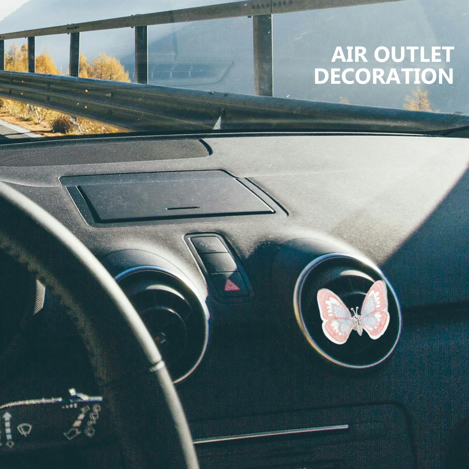 مجموعة واحدة من ديكور السيارة الداخلي على شكل فراشة لتزيين فتحة التهوية لوحدة التحكم المركزية، ملحقات السيارة اللطيفة، ديكور لوحة القيادة الأنيقة #6