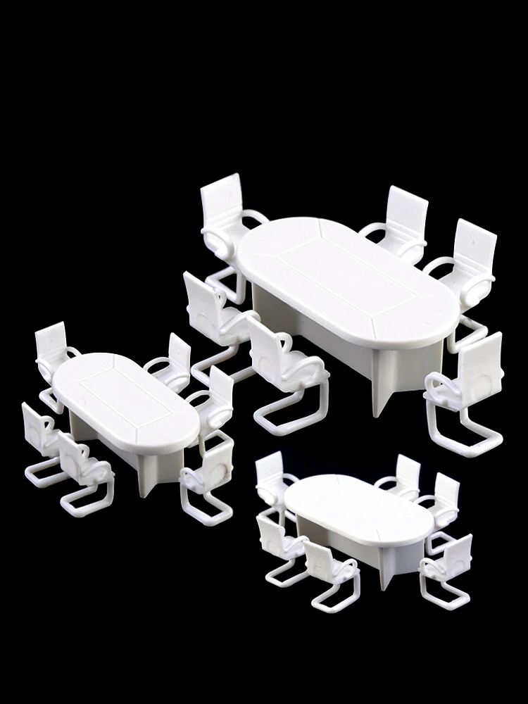 1:50 1:75 scale Furniture Plastic Table Chair Set Miniatures for Scale Model Building Layout Doll House Accessories Office Scene