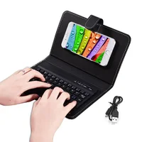 Funda protectora de cuero PU para teclado inalámbrico Bluetooth, funda protectora para IPhone, Xiaomi, Samsung, soporte para teléfono móvil