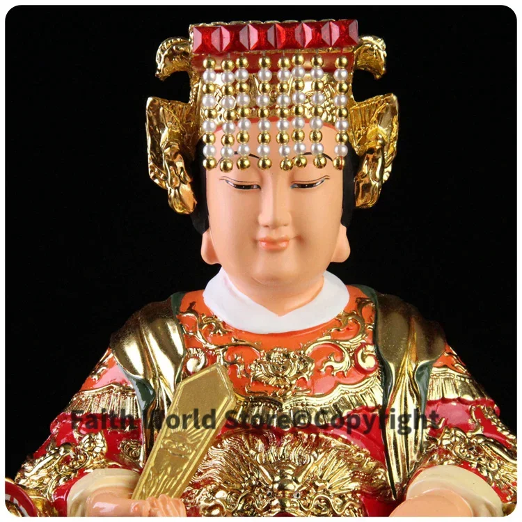 LARGE high-grade Home Hall efficacious Talisman Mascot Goddess of SEA Matsu MAZU Guanyin Buddha gilding Sculpture statue 28cm