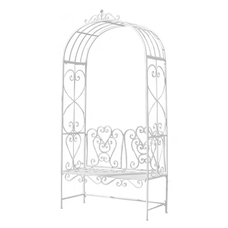 American country retro wrought iron with seat arch climbing vine flower stand garden