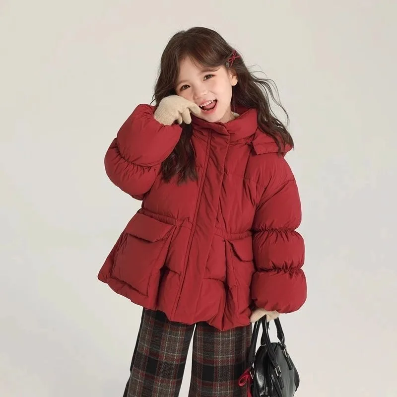 

Girls' Thickened Down Jacket Winter Coat Korean Style Thickened Cotton Padded Jacket for Kids 120-160cm Warm Stylish Kids Wear