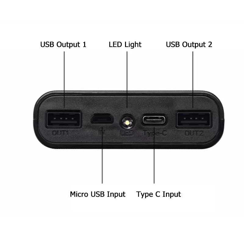 Podwójny USB Micro rodzaj USB C obudowa Power banku 5V DIY 18650 obudowa baterii ładowanie schowek bez baterii