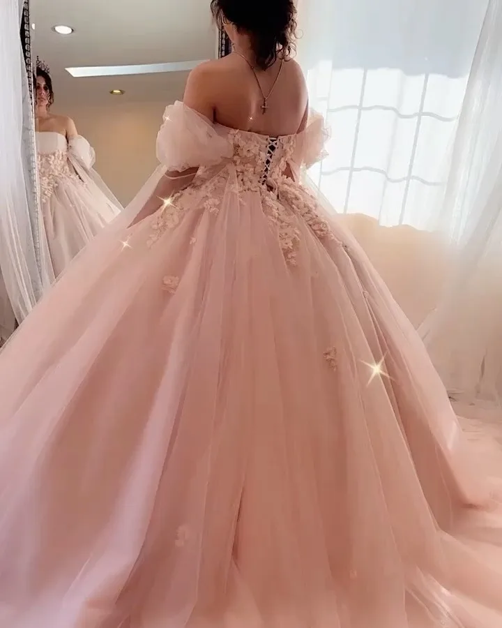 Off Shoulder Tulle Appliques Quinceanera Dresses for Juniors Vestidos De 15 Quinceañera Ball Gown Sweet 16 Dress