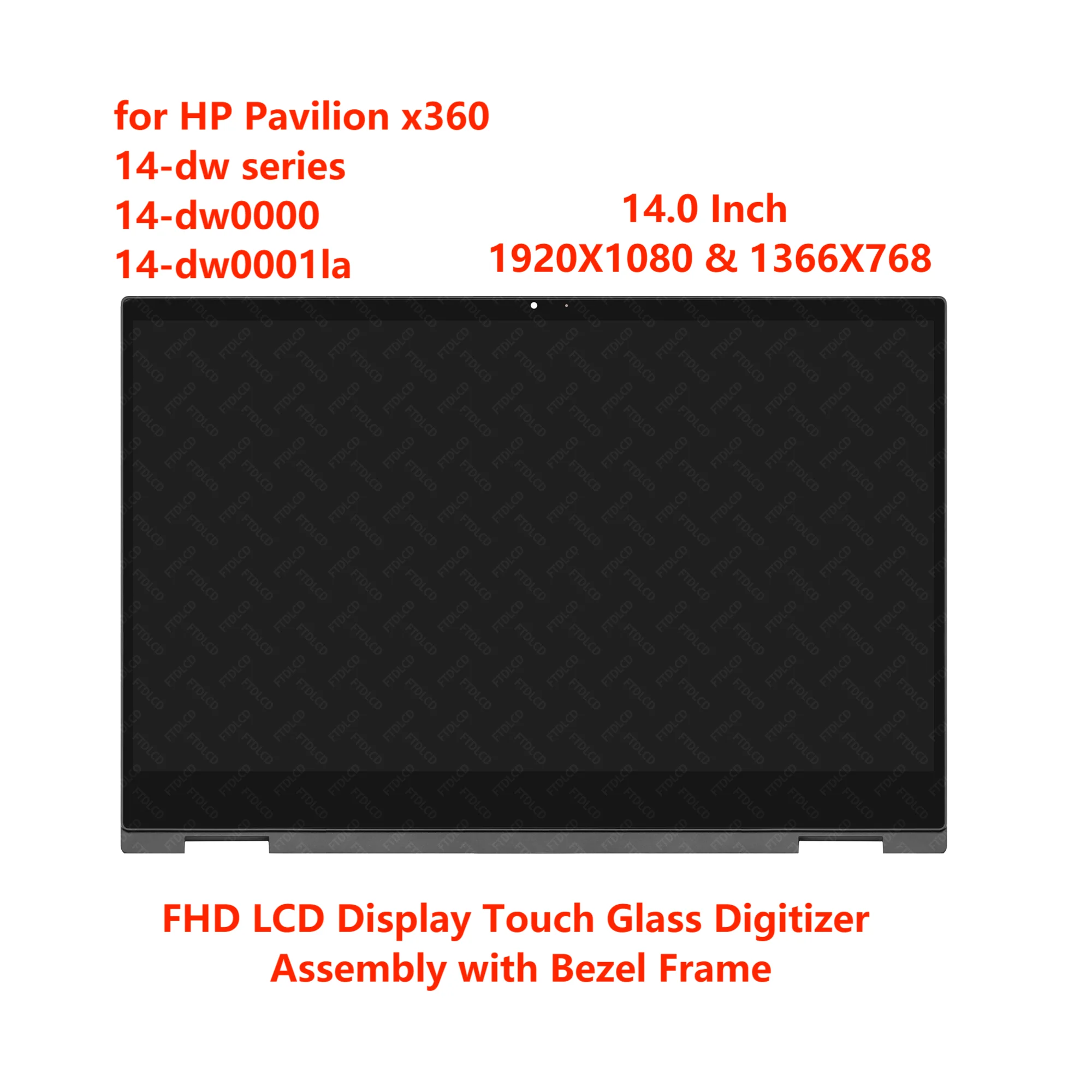 

for HP Pavilion x360 14-dw 14-dw0000 14-dw0001la FHD LCD Display Touch Screen Glass Digitizer Assembly Bezel Frame 1920x1080