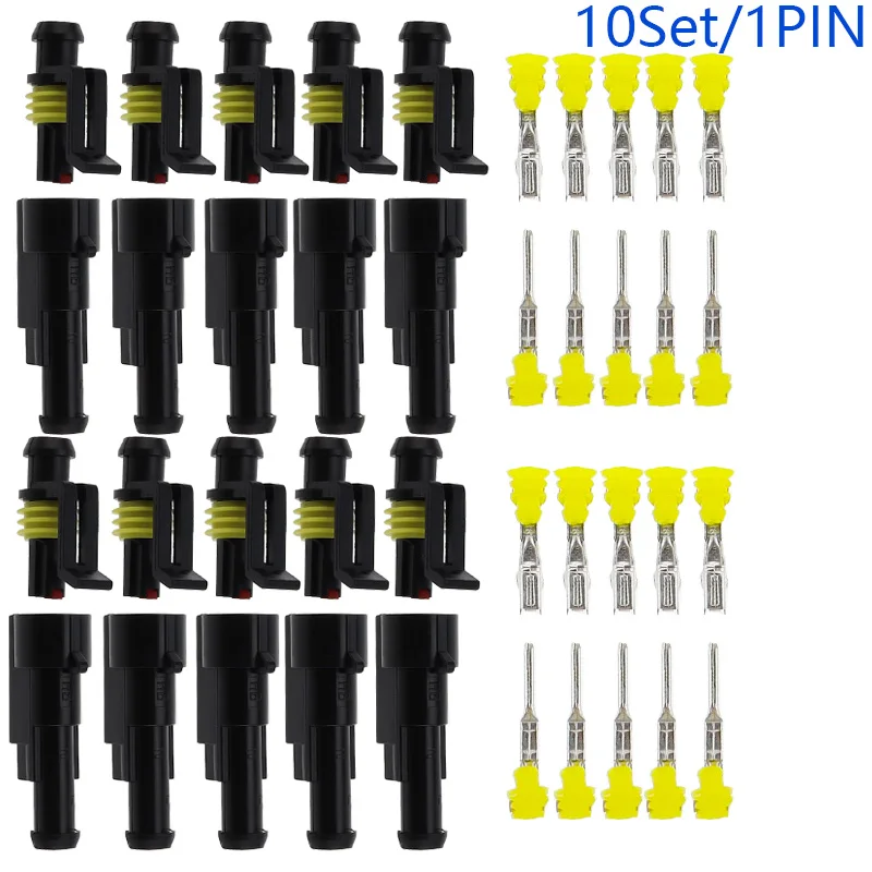 

10 sets Kit 1P 1Pins Way AMP 1.5 Super seal Waterproof Electrical automotive Wire Connector Plug for car Motorcycle