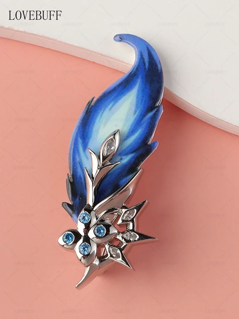 Anime Genshin Impact Eula Cosplay Pale Relic Feathers Series Brooch Award Cartoon Breastpin Mascot Ornament Accessory Souvenir