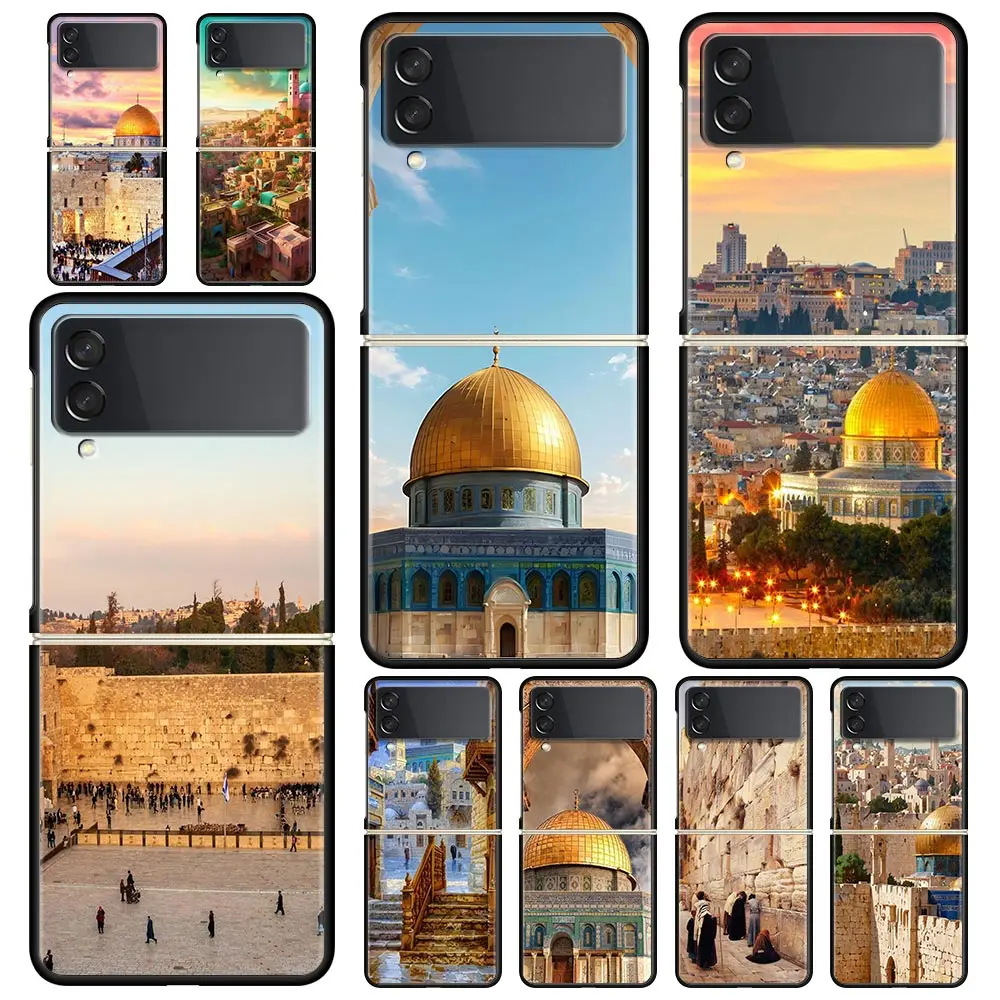 Phone Case for Samsung Galaxy Z Flip 3 4 5 6 Folding Black Shell Jerusalem Building For Samsung Z Flip4 Flip5 PC Hard Cover