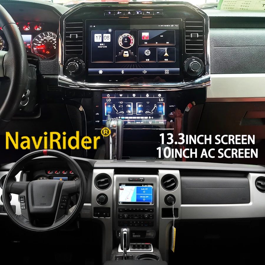 

13.3 Inch+10 Inch Dual Screen Multimedia Player For Ford F150 RAPTOR 2009-2014 F-150 Car Radio Carplay Android Auto A/C AC Panel