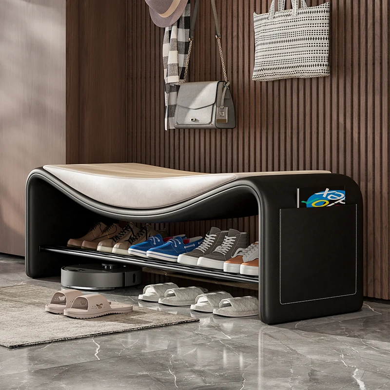 Italien léger luxe haut de gamme sens simple maison changement chaussure tabouret armoire entrée long tabouret assis étagère à chaussures tabouret