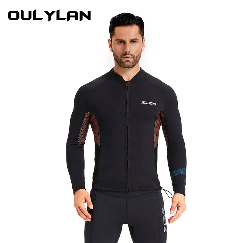 

Oulylan 1.5mm Wetsuit Jacket Top Scuba Diving Pants Neoprene Men Women Split Wet Suit Sunscreen for Adults Surf Diving Suit