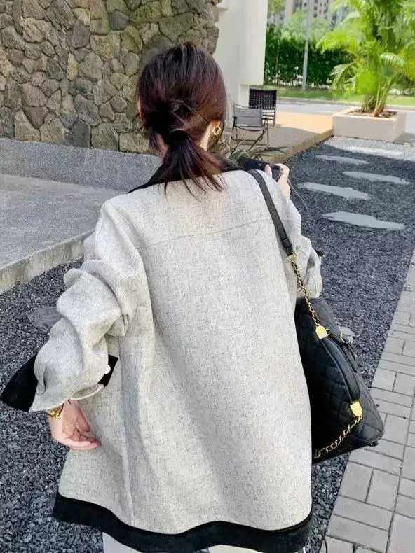 Plus size 300 pou faionable jaet outerwear feminino cor solta blo cardigan topo primavera outono versátil confortável