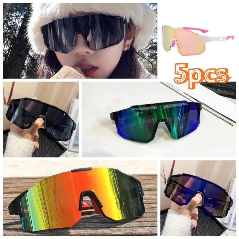 2/3/5pcs Square Cycling Sunglasses UV PC Lenses Lightweight Random Colors, Retro Style