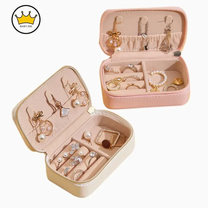 Mini Jewelry Bag Travel Portable Jewelry Storage Box Small Leather Earrings Jewelry Storage Box