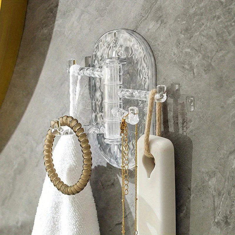 Rotating Adhesive Hook Zinc Alloy, Waterproof Heavy-Duty Towel Hanger for Kitchen Bathroom, Adjustable Direction Robe Hook