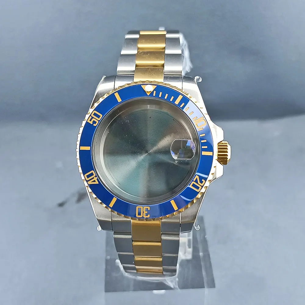 40MM GMT NH34 NH35 movement watch case silver gold strap case ceramic bezel 316L stainless steel sapphire glass Cyclops case - view 3