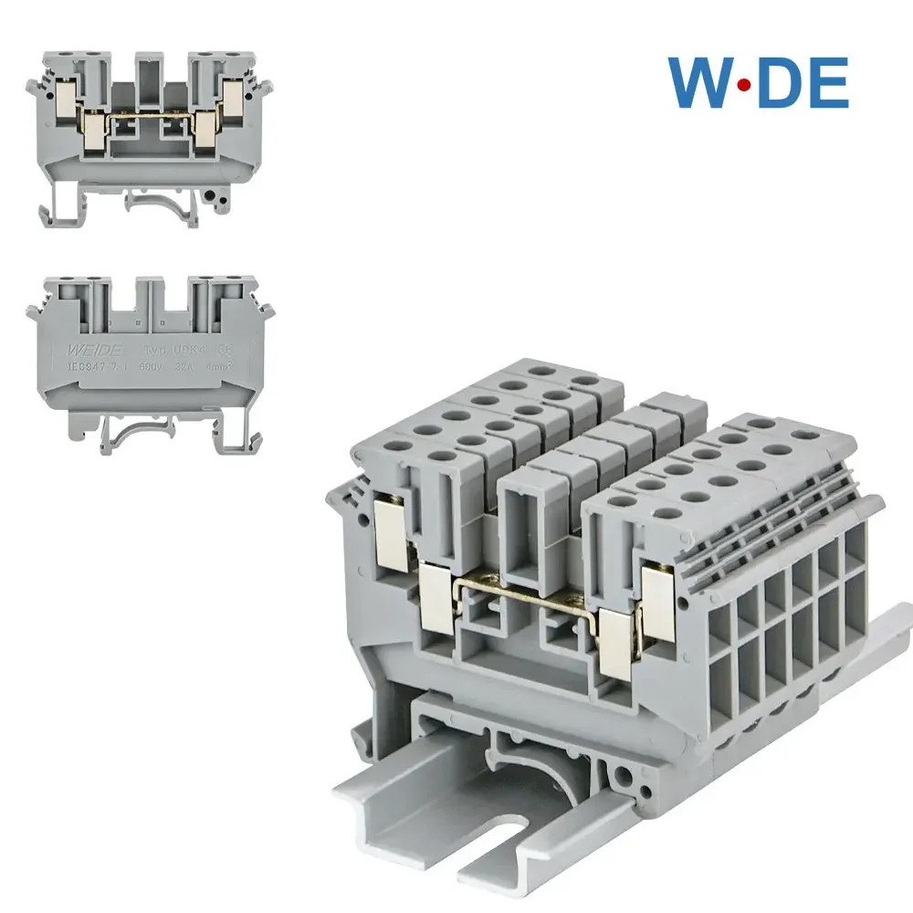 10Pcs UDK-4 Feed Through Screw Connection Multi Conductors Wire Connector UDK4 Din Rail Terminal Blocks