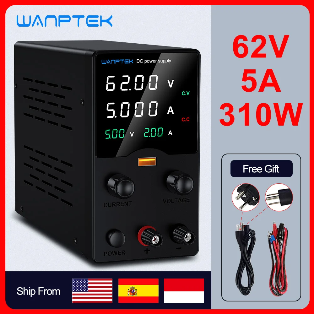 Wanptek Verstelbare DC Voeding 30V 10A LED Lab Bench Stroombron Gestabiliseerde Schakelaar Voeding Spanningsregelaar 60V 5A