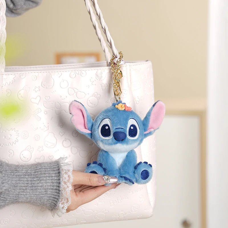 Genuine Disney Stitch Cartoon Kawaii Doll Couple Bag Small Pendant Plush Toy Cloth Doll Keychain Doll Pendant Girlfriend Gift