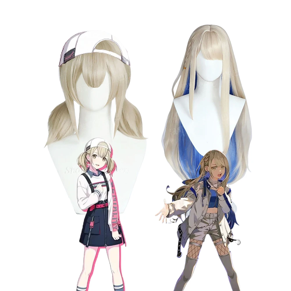 Azusawa Kohane Cosplay Wig Light Linen With Double Tail Heat Resistant Synthetic Wigs Perucas+ Wig Cap