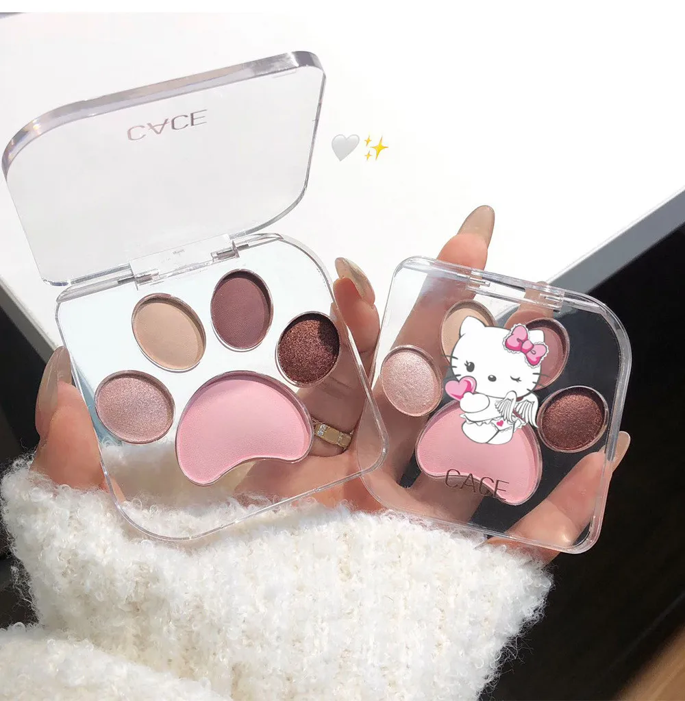 Cat Claws Hello Kitty Eyeshadow Palette Student Girl Fashion Travel Portable Life Daily Supplies Exquisite Blush Birthday Gift