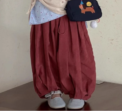 2025 Spring and Autumn Korean Children Pants Children Loose Casual Pants Fashionable Girls Wide Leg Lantern Pants