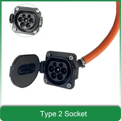 Electric car vehicle Type 2 Socket IEC 62196-2 480V 22KW outlet 32a 3 phase 1phase EVSE car charger connector Socket with cable