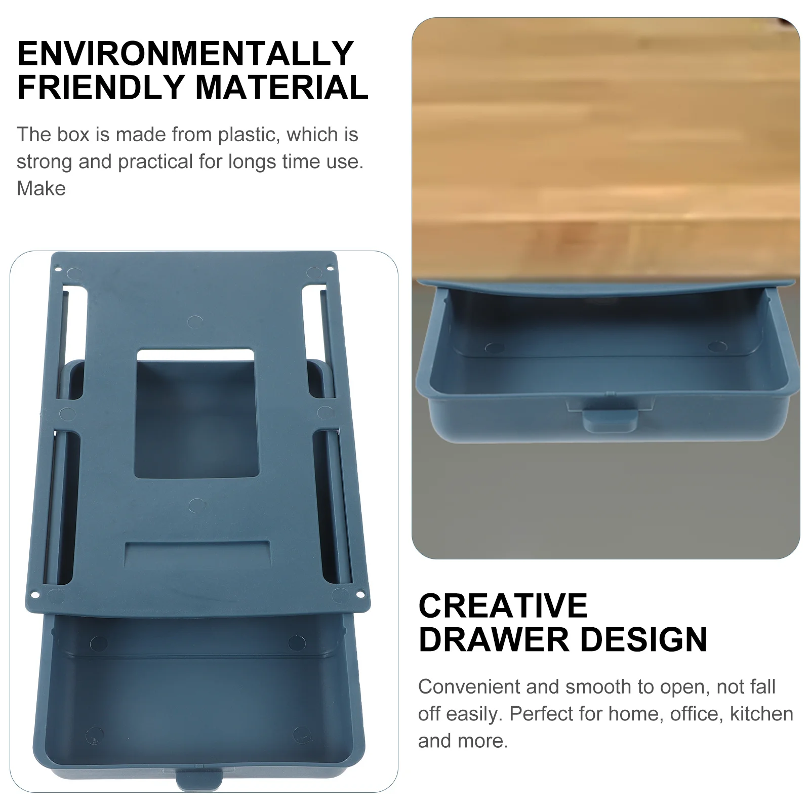 

Sturdy Plastic Desktop Under Storage Hidden For Office Home Kitchen Space Saving Large Capacity Smooth Opening Stationery