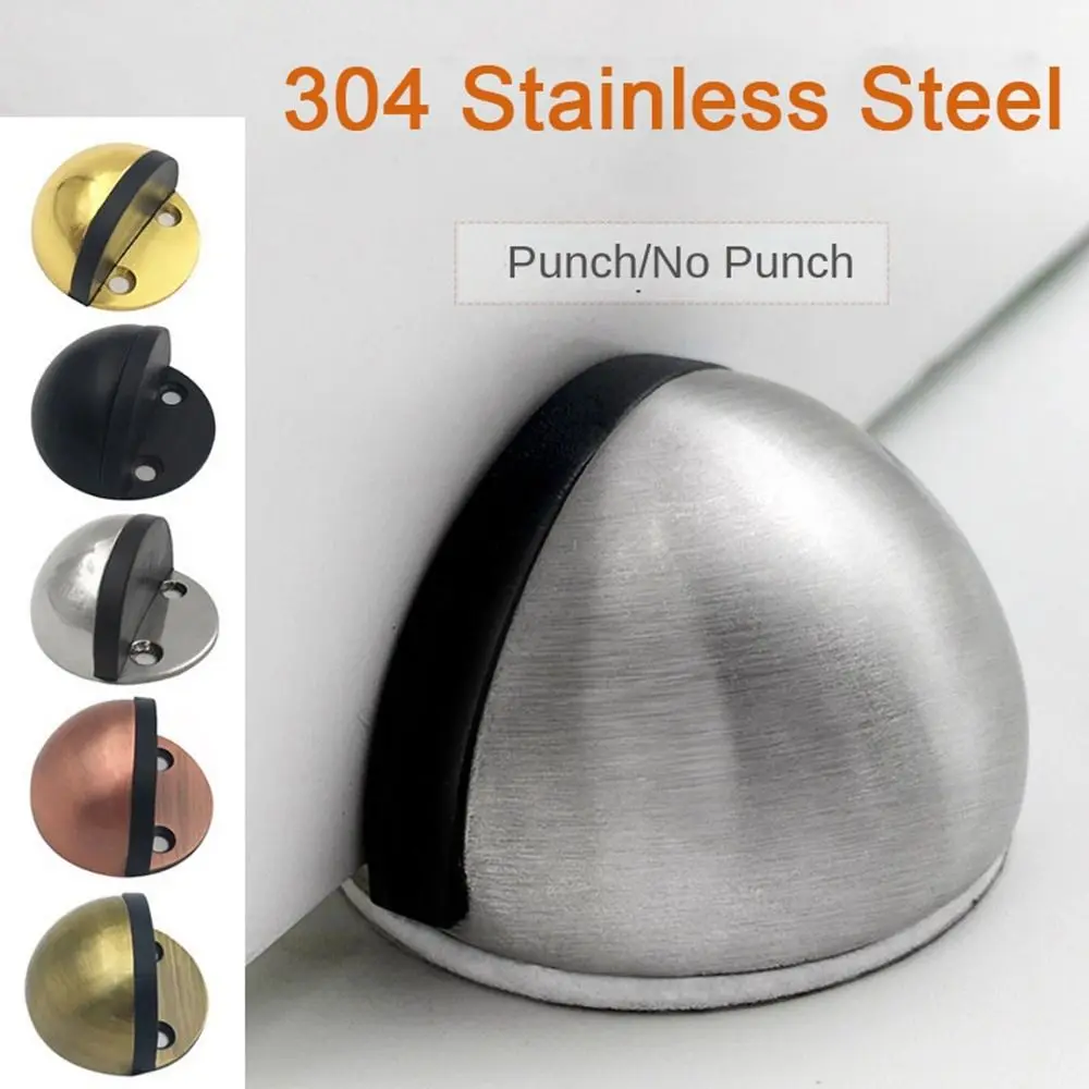 New Stainless Steel Door Stopper Non Punching Nail-free Door Suction Anti-collision Hardware Door Holder Furniture