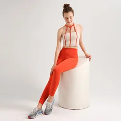 Women Yoga Two Piece Set Halter Neck Straps Crop Top Sexy Vest Long High Waist Leggings Skin-friendly Breathable Gym Fitness Set