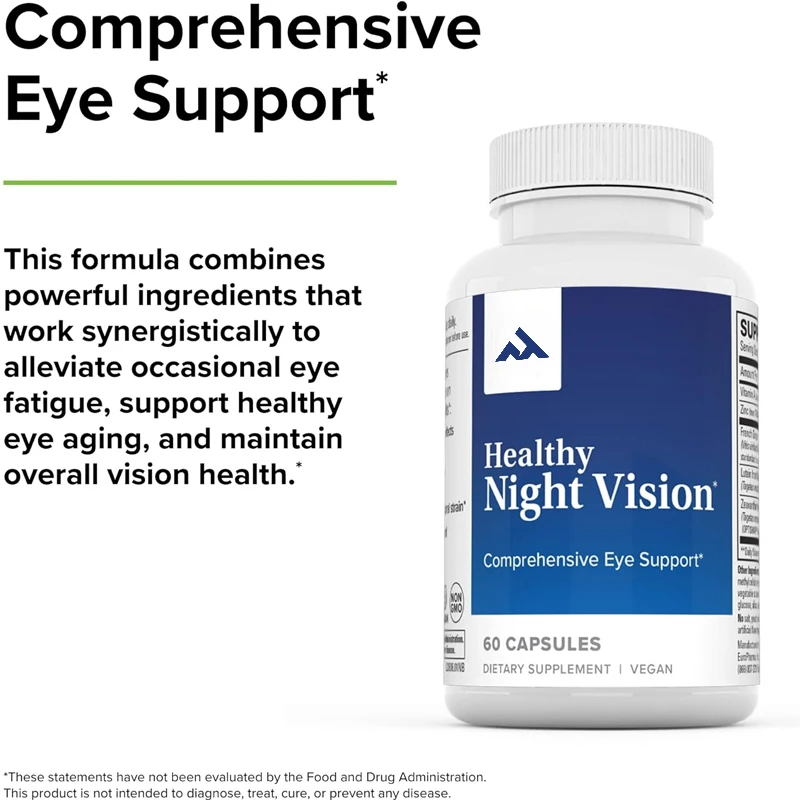 

Healthy Night Vision -60 Capsules - Comprehensive Eye Support - Contains Lutein, Zeaxanthin, and Zinc - Vegetarian, Non GMO