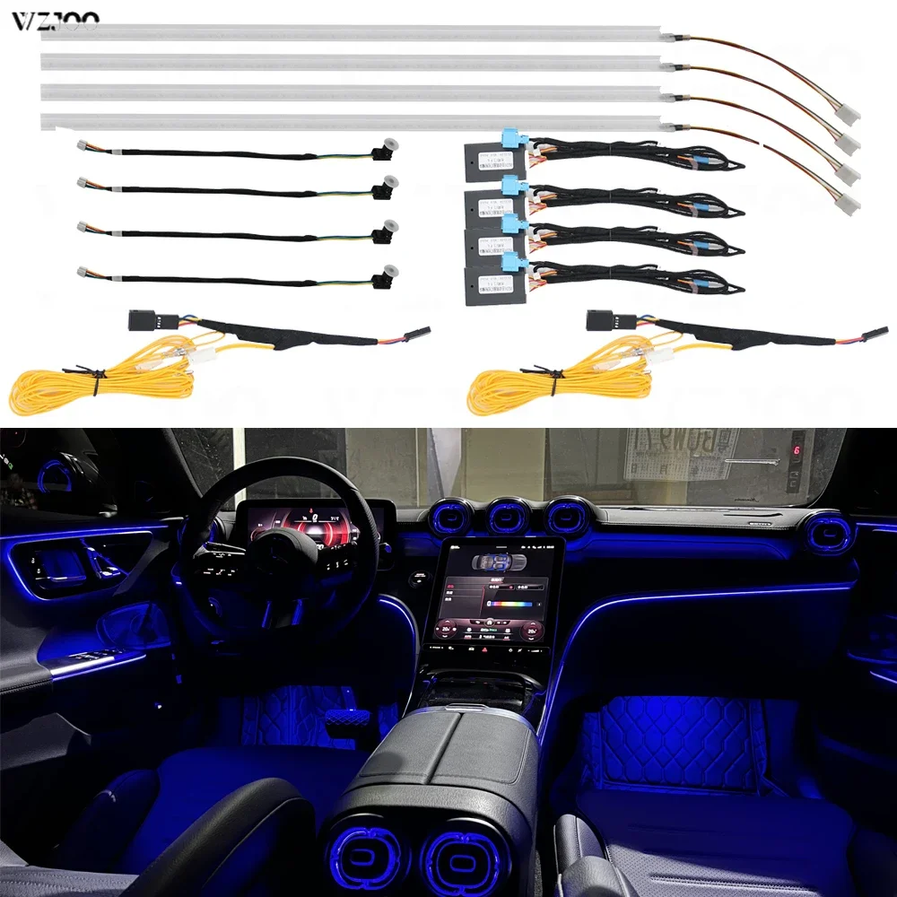 For Mercedes-Benz C W206 2022 Active Atmosphere Light In-Car Atmosphere Breathing Light 64 Color Modificatio Ambient Light
