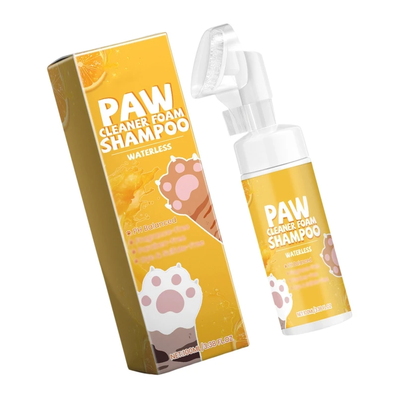 Not Rinse Paws Cleaner Foam Dog Shampoos with Soft Silicones Brush Natural Formulated for Dogs Cats Feet Cleani