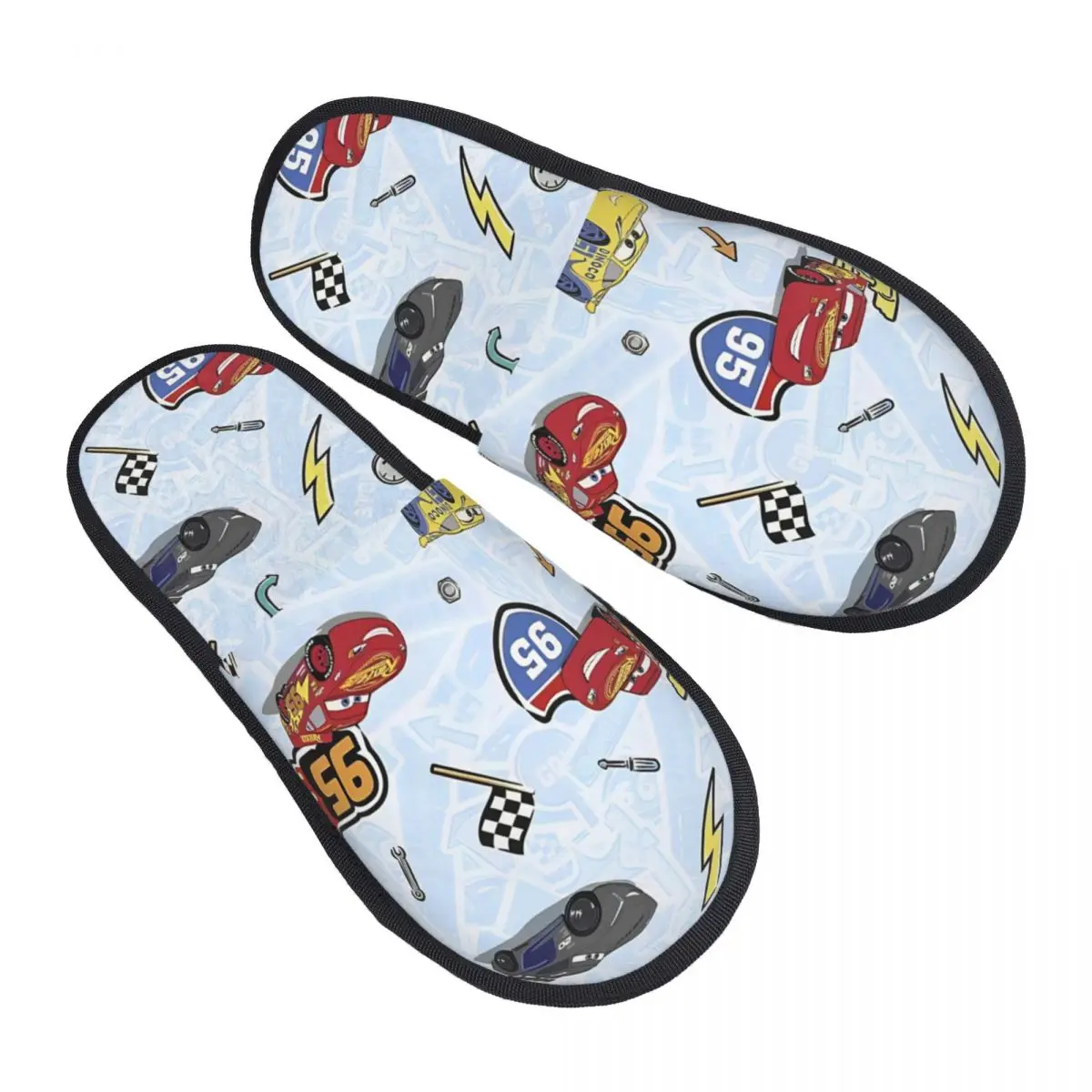 Winter House Cotton Slippers Lightning Mcqueen And Sally Car Merch Household Fur Slippers Slides Indoor Cozy Non-slip Slides