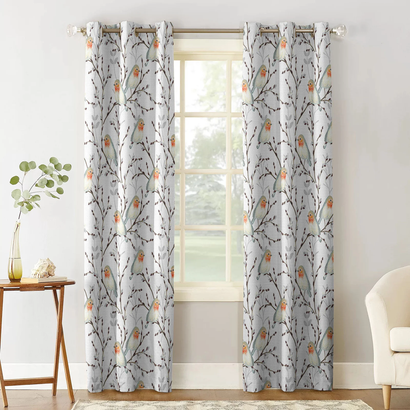 Willow Branch Robin Branch Bird Curtains Large Window Window Curtains Curtain Lights Bathroom Bedroom Kitchen Decor