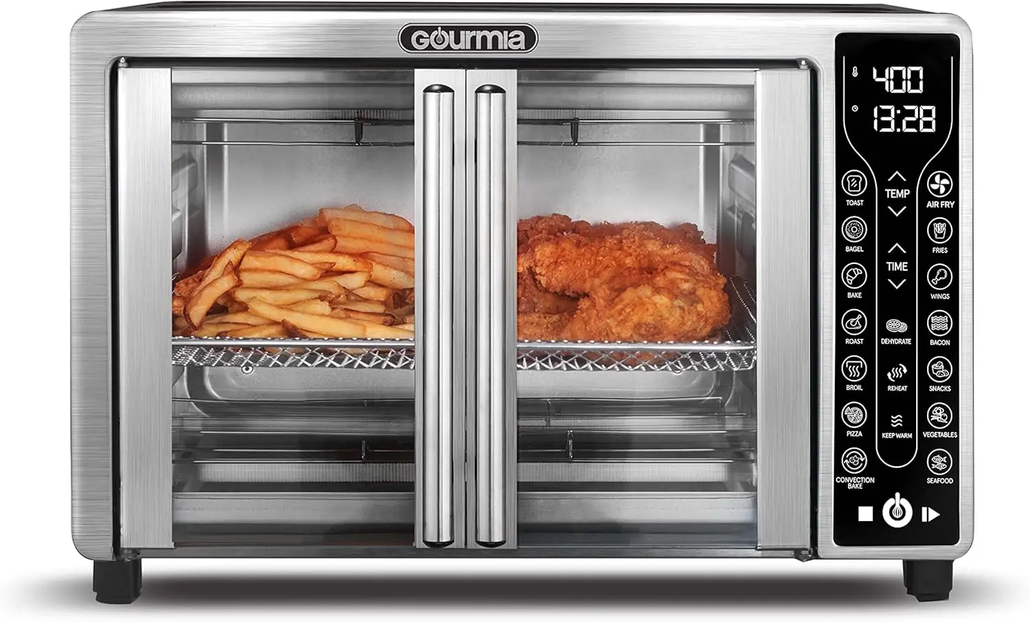 

Toaster Oven Air Fryer Combo 17 Cooking Presets 1700W French Door Digital Air Fryer Oven 24L Capacity Accessories